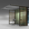 Era Hoozone Jimmy Working Pod office acoustics for meetings canopy add on in green with wooden features