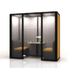 Era Hoozone Jimmy Working Pod office acoustics for meetings in grey with dotted front manifestations two person enclosed pod with fabric back