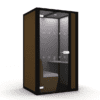 Era Hoozone Jimmy Working Pod office acoustics for meetings in grey with dotted front manifestations one person work booth enclosed pod with fabric back