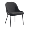 zap trading westbury side chair in dark grey boucle fabric with black powder coated legs