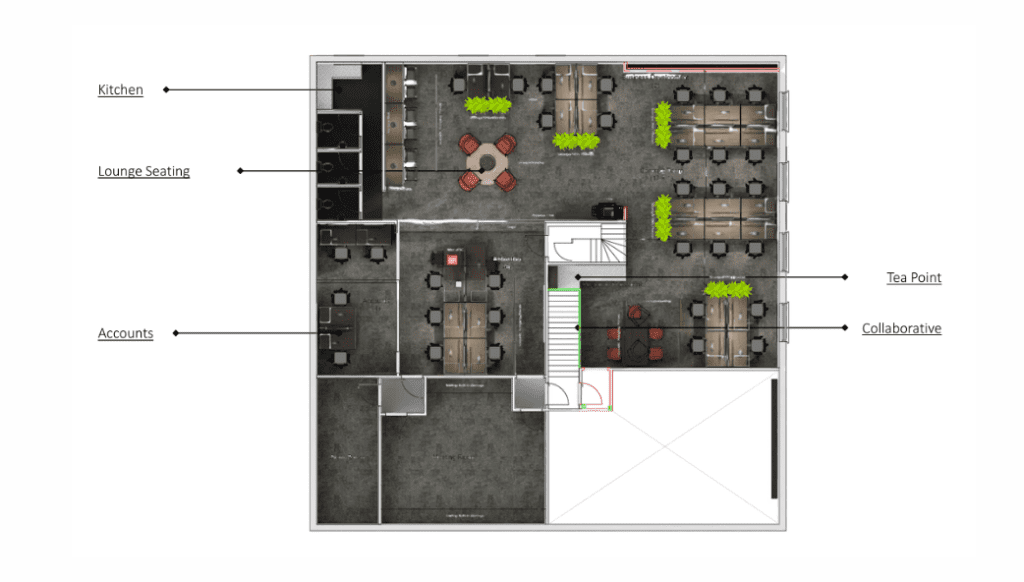 westmade space planning services and design of 3d floor plan rendered commerical interiors inspiration