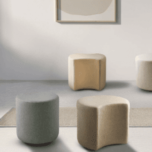 air seating cloud pouf modular soft seating in beige and green fabric neutral colour scheme