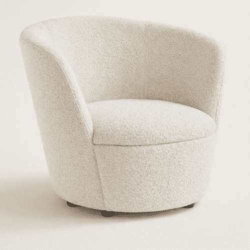 club armchair in a cream boucle fabric uk manufacturer