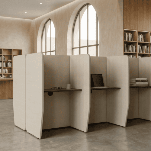 Acoustic Booth, Cove Workbooth, Identity work booth, Cream booth, grey workbooth, run of natural booths