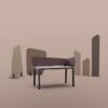 identity ryve floor standing screens different design with desk in foreground with peach coloured background