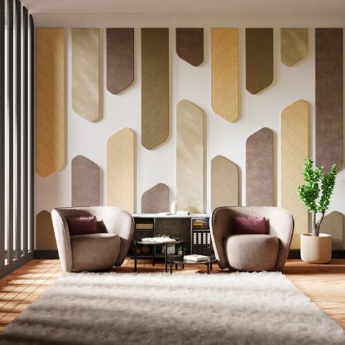 identity furniture office wall mounted screens with lounge seating ryve with various cololur fabrics and rug interior design