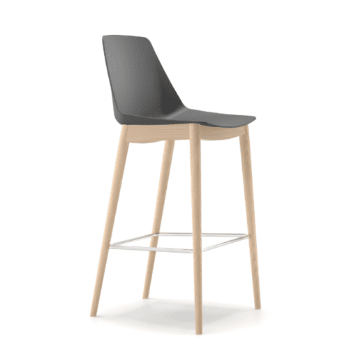 air seating alto stool with woodenf our legs with grey shell