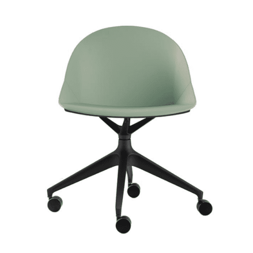 polyproplene sage green shell papillion meeting chair from air seating with black swivel base on castors from air seating cheap alternative designer meeting chair