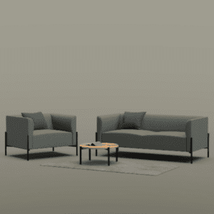 identity furniture iona sofa with green backdrop armchair and two person sofa with black four legs