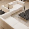 identity furniture iona sofa in cream two personn sofa with dark wood coffee table, and scatter cushions for office commerical spaces