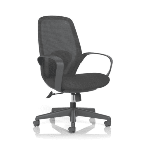 Dynamic seating ariel mesh chair in black on white background office chair