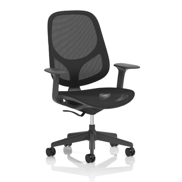 Dynamic seating Tutti mesh chair in black front facing on a white background