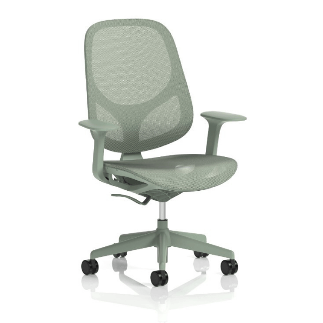 Dynamic seating Tutti mesh chair in mint front facing on a white background