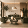 dams ebony soft seating green with feature lighting perfect set up for reception - waiting area