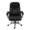 front view of bariatric chair in black faux leather