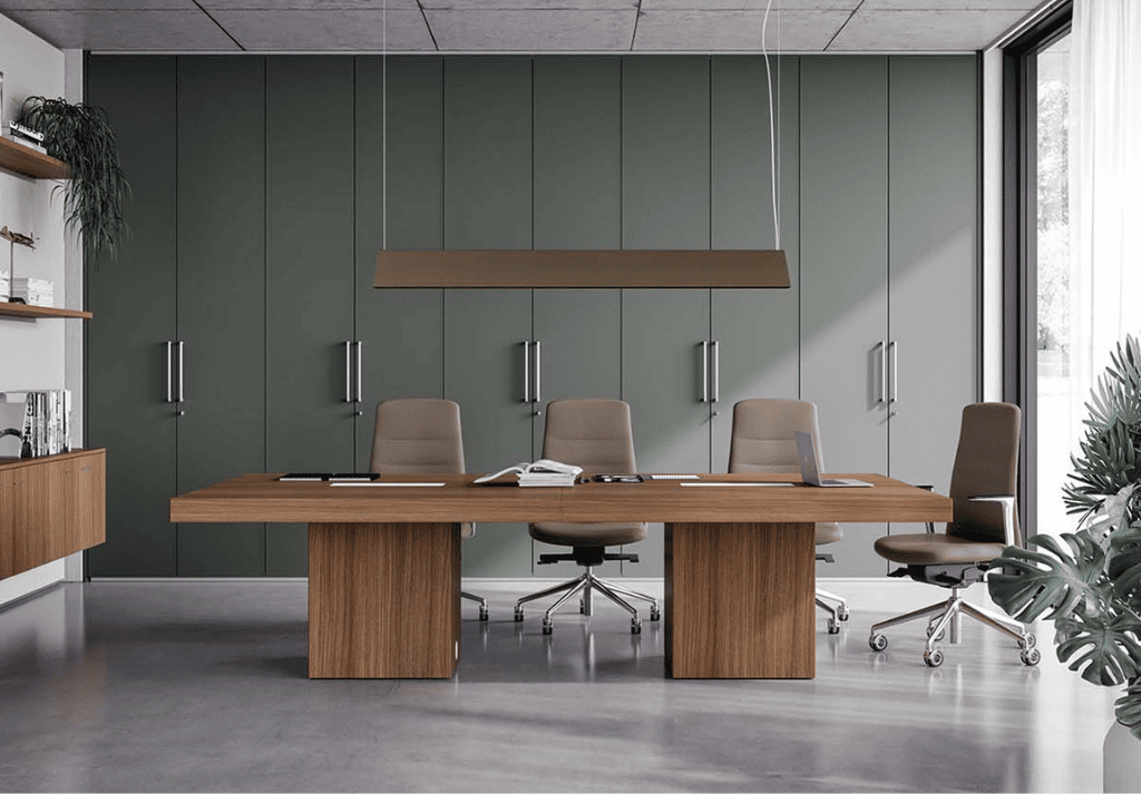 T45 Meeting Table with melamine legs and classic boardroom design finish