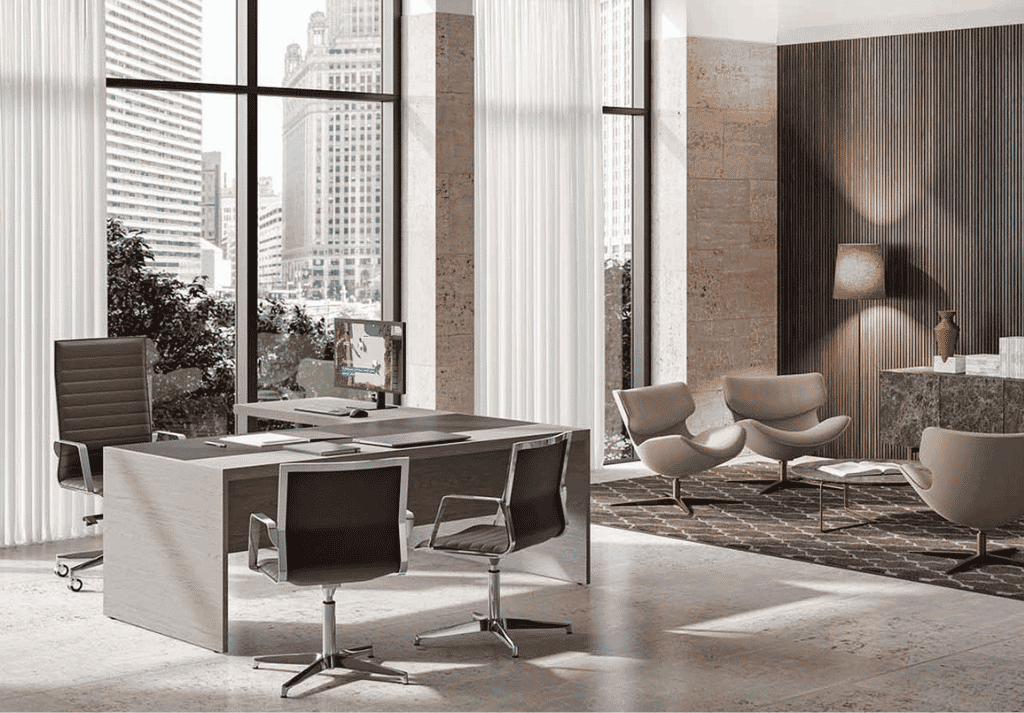 E9 Executive Desk in real wood veneer with premium executive styling