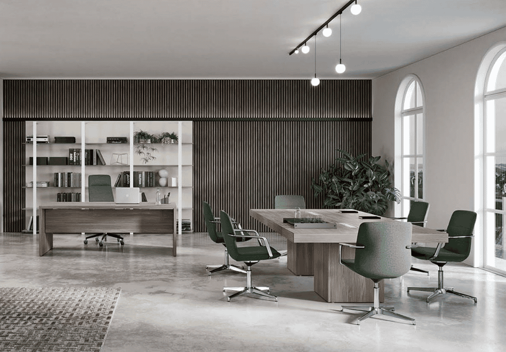 T45 Executive Desk with contemporary design and mitred panel detailing