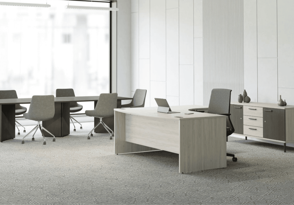 Odyssey Desk with panel end design in a professional office workspace