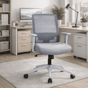 griseo mesh operator chair in grey mesh in office space with nordic feel