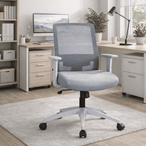 griseo mesh operator chair in grey mesh in office space with nordic feel