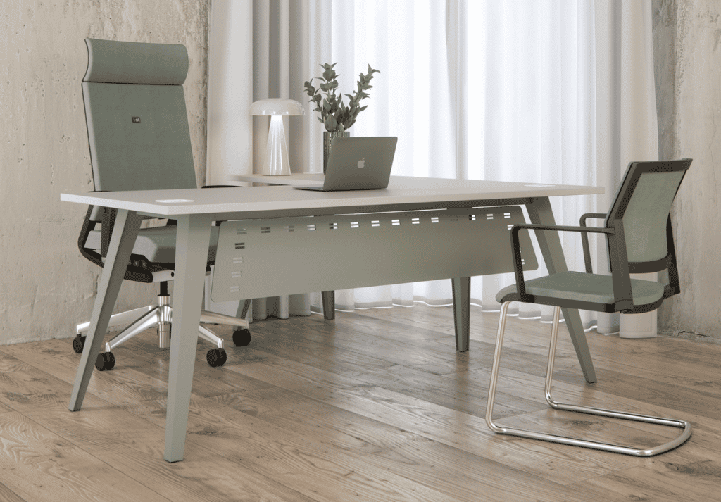 Executive office desk setup in modern workspace