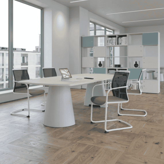 node boardroom table with matrix storage unit behind imeprial office furniture