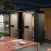 Modern Kalm Telephone Pod in an open-plan office, offering a quiet retreat for confidential conversations and hybrid working.