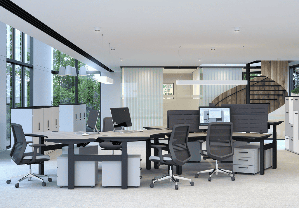 Durable office desks in a modern workplace designed for long-term daily use