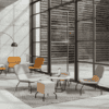 4 leg black metal leh in orange and grey jaspa lounge seating