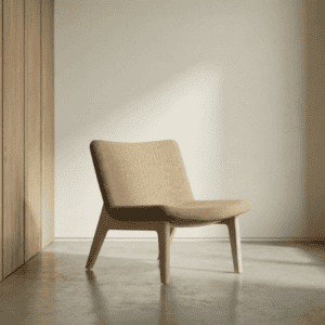 jaspa lounge seating with 4 leg wooden leg in oak and beige fabric