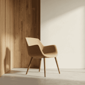 tiana lounge chair with wooden 4 leg in oak and cream biege fabric