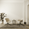 two tiana lounge chairs with cofee tasble in black with swivel metal black base