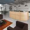 dams denver reception desk in beech with pendant feature lighting above