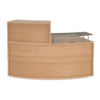 denver reception desk on white background with beech finish medium curved