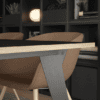 close up view of the edgying and feature leg in black of the lux boardroom table by elite office furniture