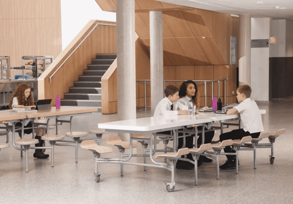 Early years classroom furniture with child-sized tables, chairs and storage