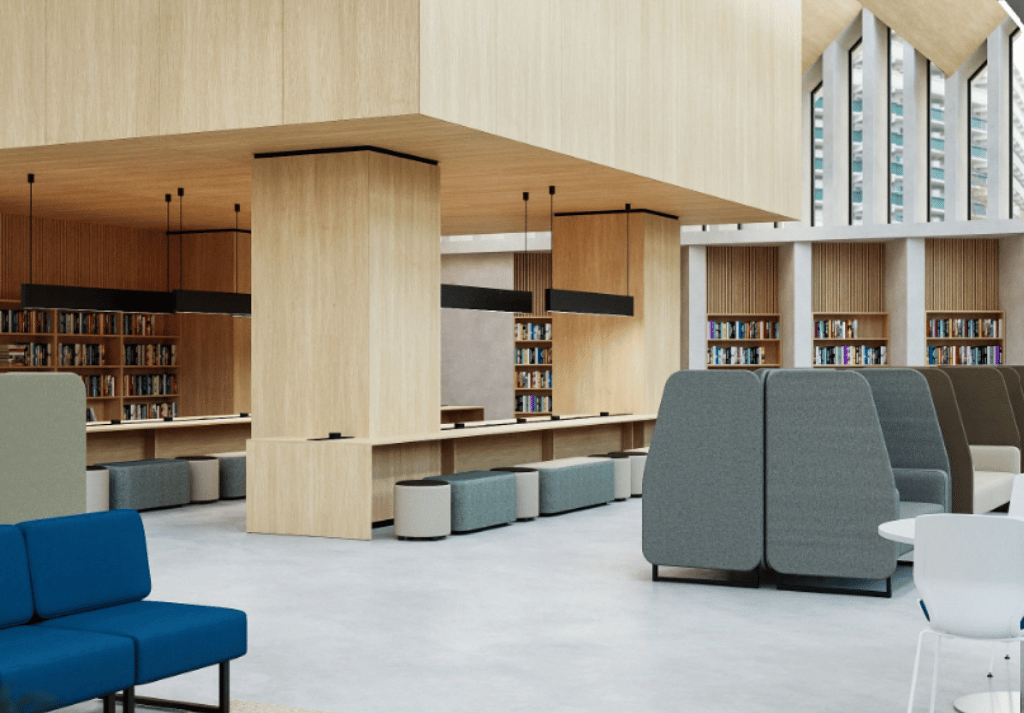 Durable classroom furniture in a busy modern classroom